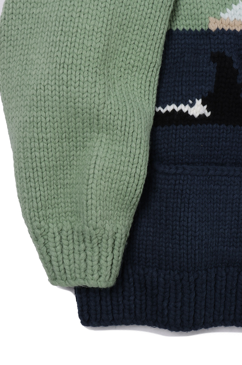 SUNKEN COWICHAN SWEATER - GREEN (232MADS-JKM01 