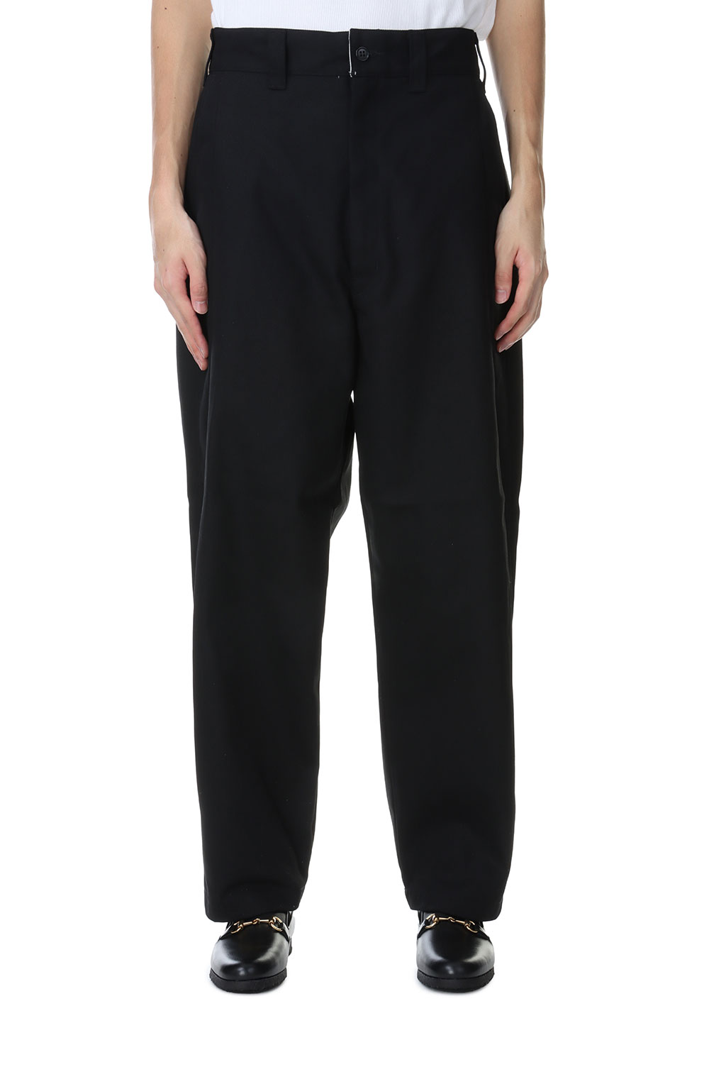 Hard Twisted Yarn T/C Twill Raza 1 Tuck Trousers / Black (CTE