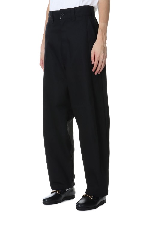 Hard Twisted Yarn T/C Twill Raza 1 Tuck Trousers / Black (CTE