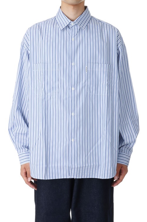 x THOMAS MASON Stripe Broad L/S Shirt / White (CTE-23A402