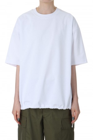 W's TECH DRAWSTRING S/S TEE-WHITE(BE-41024L)