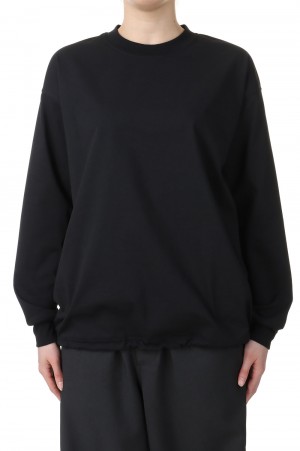 W's TECH DRAWSTRING L/S TEE-BLACK(BE-40024L)