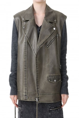 Vegan Leather Rider Gilet(21232115202)