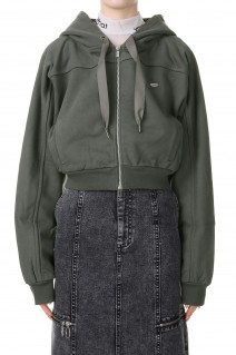 Front Zip Short Hoodie -CHARCOAL GRAY(21232415803)