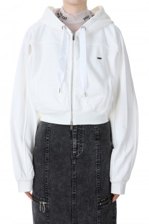 Front Zip Short Hoodie -WHITE(21232415803)