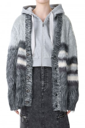 Multiborder Shaggy Cardigan(21232366002)