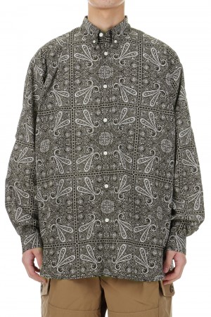 TECH BUTTON DOWN L/S SHIRT PAISLEY - BROWN (BE-81024)