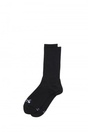 BASIC MID REGULAR RIB SOCKS - BLACK (KSU62340)