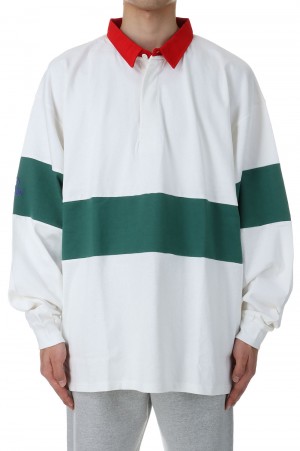 L/S Rugby Shirt - WHITE / GREEN (10-12410706)