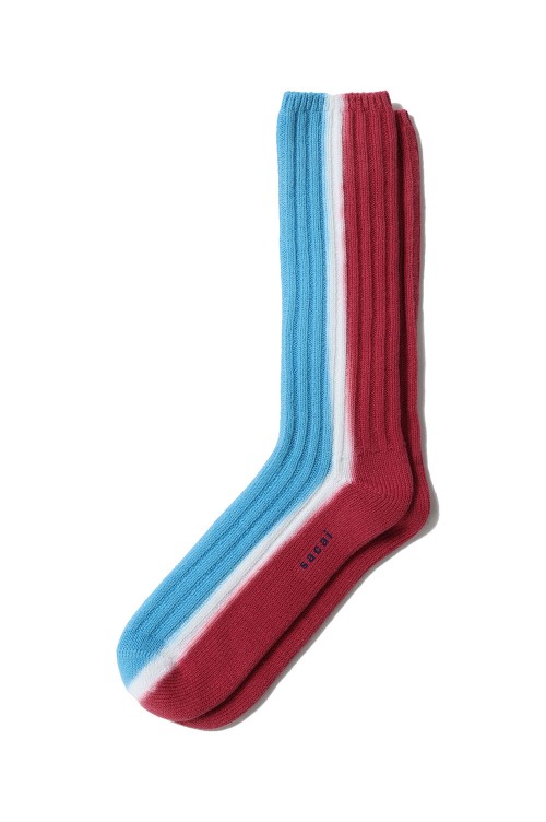 Vertical Dye Socks(24-0708S)-L/BLUE×RED 468- | セレクトショップ