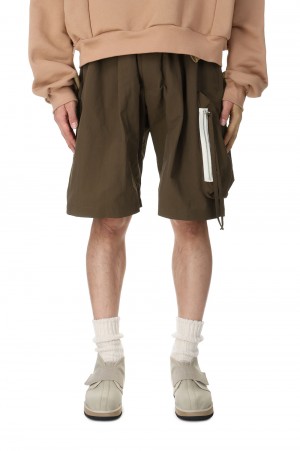 NYLON TAFFETA SHORTS (WM10-SP241103) -BROWN-