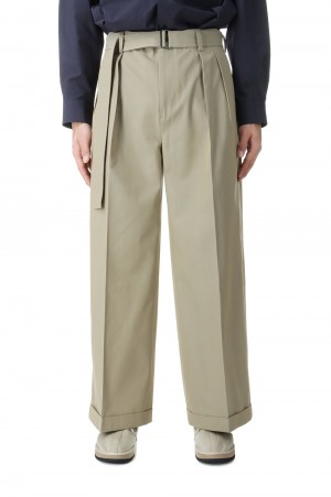 BELTED BUGGY TROUSERS / KHAKI (IH-24SS-P029-TB)