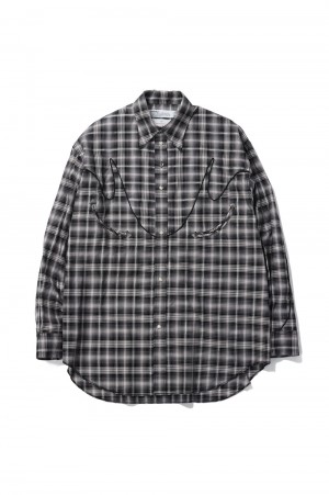 Check Western Over Shirt / Black (24SSS-6)