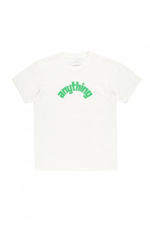 CURVED ANYTHING LOGO T-SHIRT / WHITE&GREEN