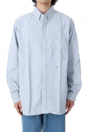 Button Down Stripe Wind Shirt - SAX (SUGF352) | セレクトショップ｜DeepInsideinc.com  Store