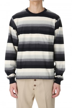 MULTI STRIPE LONG SLEEVE TEE(2441000910)-BLACK STRIPE-