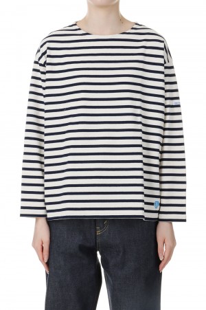 CREW NECK L/S P.O.-ECRU / MARINE(B249)