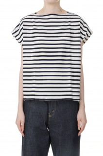 FRENCH SLEEVE BOAT NECK P.O. - ECRU / MARINE(B261)