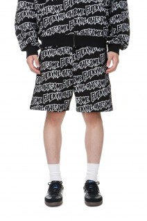 AOP Stamp Sweat Shorts / Black-White