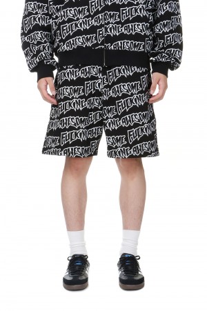 AOP Stamp Sweat Shorts / Black-White