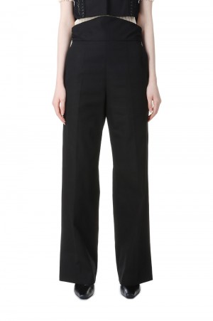 Back String Cotton Flare Trousers -Black (MM24SS-PT066)