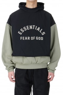 Nylon Fleece Hooded Sweater/Seal/ Jet Black(202SP244327F)