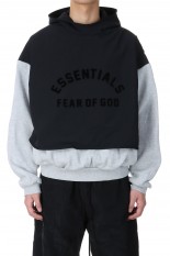 Nylon Fleece Hooded Sweater/Light Heather Grey/ Jet Black (202SP244326F)