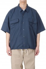 Open Collar Cupra Hemp S/S Shirt - NAVY (SUGS418)