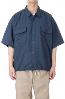 Open Collar Cupra Hemp S/S Shirt - NAVY (SUGS418)