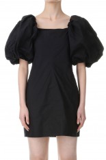 Cotton Poplin Twisted Sleeve Mini Dress-BLACK(F8827)