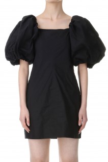 Cotton Poplin Twisted Sleeve Mini Dress-BLACK(F8827)