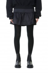 Double Satin Flounce Mini Skirt-BLACK(F8587)