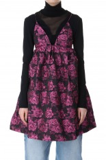 Botanical Jacquard Mini Strap Dress-CONE FLOWER(F8796)
