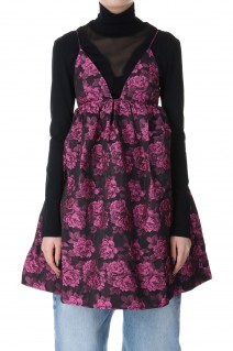 Botanical Jacquard Mini Strap Dress-CONE FLOWER(F8796)