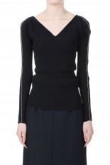 16G RIB V NECK PULLOVER / BLACK(24SKN-#310L)