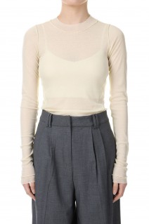 Sheer Crewneck Long T-shirts -CREAM(12410608)