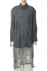 Mohair Damaged Knit One Piece - CHARCOAL GRAY (31232265605)