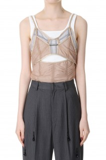 Layered Tulle Cami Bodysuit -BEIGE (31241415608)