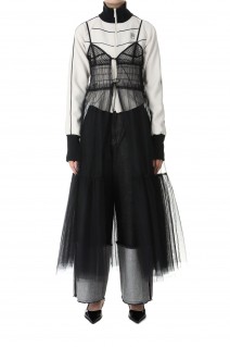 Tulle Shirring Gathered Dress -BLACK (21241265202)