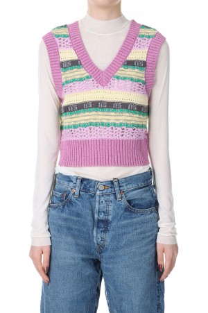 Multicolor Knit Vest -PINK(21241365301)