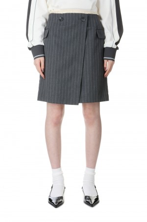 Double Waist Wrap Mini Skirt -GRAY (21241515701)