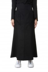 Cord Embroidery Detail Denim Skirt(MM24FW-SK092) -Black