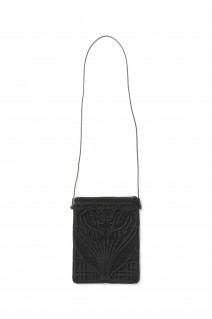 Cording Embroidery Pouch With Leather Strap(MMFW16-AC402) -Black