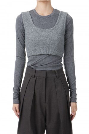 Raccoon Knit Bustier -GRAY(12420502)