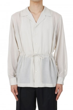 Calendering Triacetate Dress-Over Open Collar Shirt -OFF WHITE (11241311506)