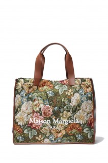 CABAS SHOPPING BAG LARGE-Green Floral/Light Blue/Chestnut(SB2WC0003P7171-HA514)