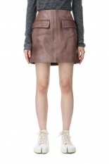 HEAVY LAMB LEATHER MINI SKIRT (#A24AS04LA)