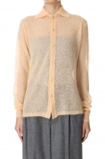 KID MOHAIR SHEER KNIT SHIRT CARDIGAN -Light Orange (#A24AC02FG)