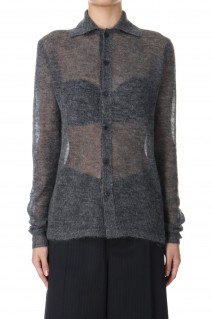 KID MOHAIR SHEER KNIT SHIRT CARDIGAN -Top Charcoal (#A24AC02FG)