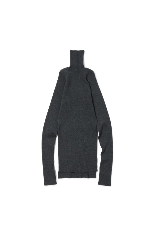 SUPER FINE WOOL HIGH GAUGE RIB KNIT TURTLE -Top Charcoal (#A24AP03HW) |  セレクトショップ｜DeepInsideinc.com Store